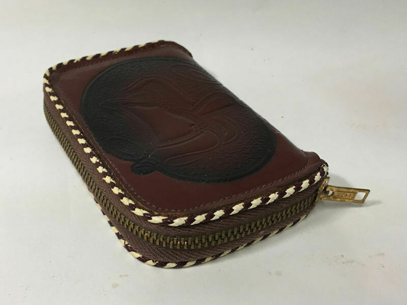 Vintage Polished Genuine Cowhide Key Case Western Saddle Emboss