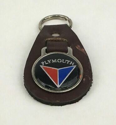 Plymouth Valiant Medallion Brown Leather Key Ring