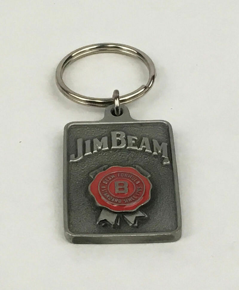 Jim Beam Fine Pewter Rectangular Medallion Key Ring