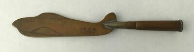 WWII Trench Art Fighter Airplane Profile Letter Opener Marked "1943 South West Pacific"