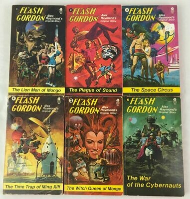 Complete Set 6 PC LOT Original Flash Gordon Novels by Alex Raymond PB 1974-1975 First