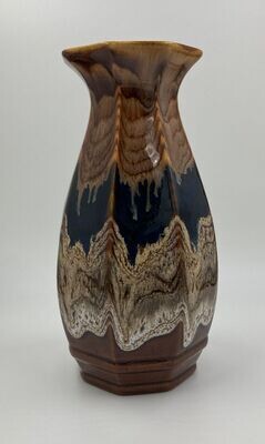 Royal Haeger Brown Drip Glaze Fluted Vase 8" Tall