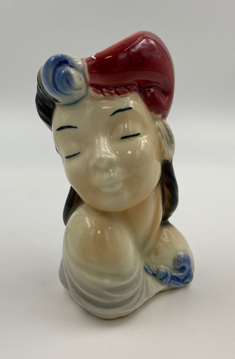 Royal Copley Head Vase Red Turban 6” Tall