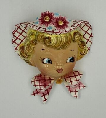 Lefton 6767 Dainty Miss Wall Pocket - Head Vase 1960s