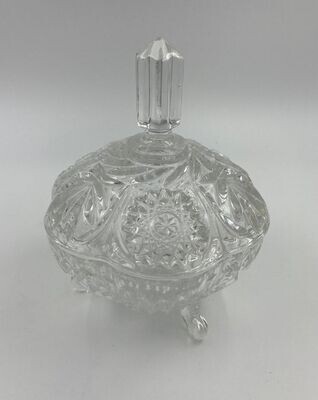 Heavy Cut Lead Crystal Tri-footed Covered Candy Bowl