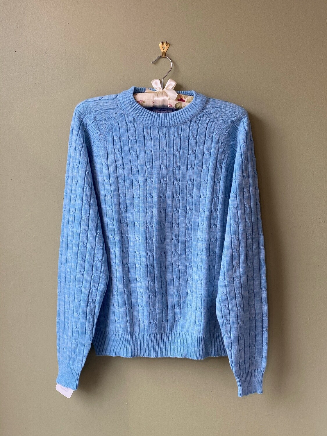 Vintage Blue Acrylic Sweater, The Ivy League, Size L