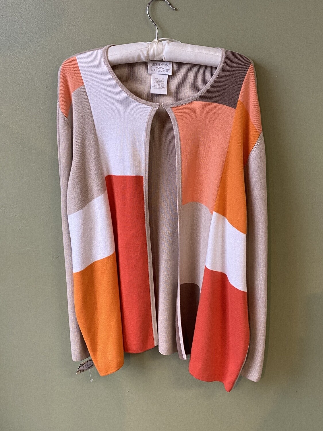 Designers ORIGINALS Cotton Sweater with Color-block Front and Single-Color Back, Size XL