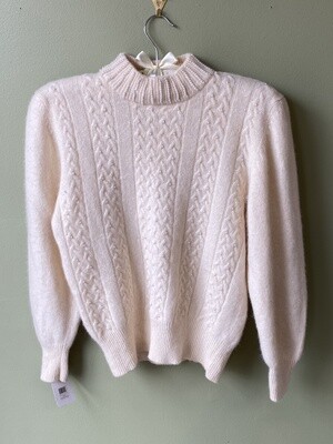 Vintage Neil Martin Lambswool/Angora Blend Sweater w/Pearl-Embellished Collar, Size M 