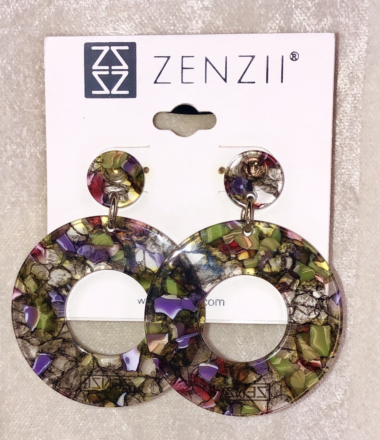 Zenzii Tortoise-shell-look Earrings with Circular Cut-out Silhouette