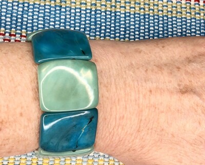Turquoise Combo, Natural Tagua Nut Elastic Bracelet