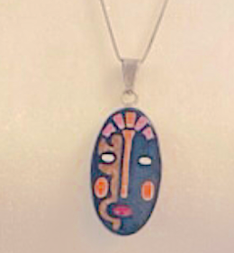 Inlaid Stone Necklace with Graphic Design, Hand Crafted in Mexico 