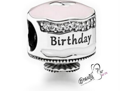 Pandora Light Pink/silver Birthday Cake Charm