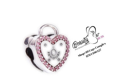 Pandora Silver With Pink Rhinestones Heart Charm Stopper