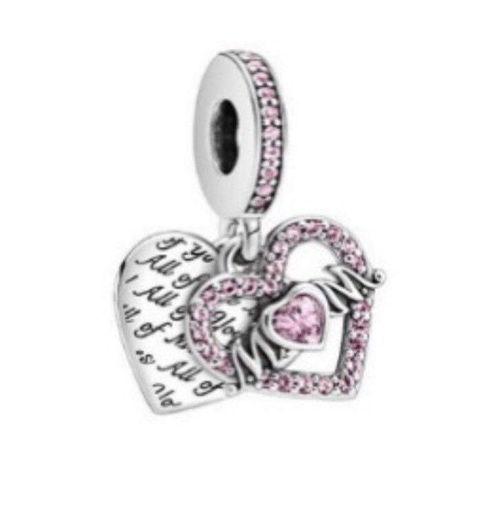 Pandora Silver/ Purple Heart Mom Charm