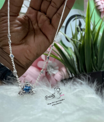 Pandora Silver Necklace With Blue Stones