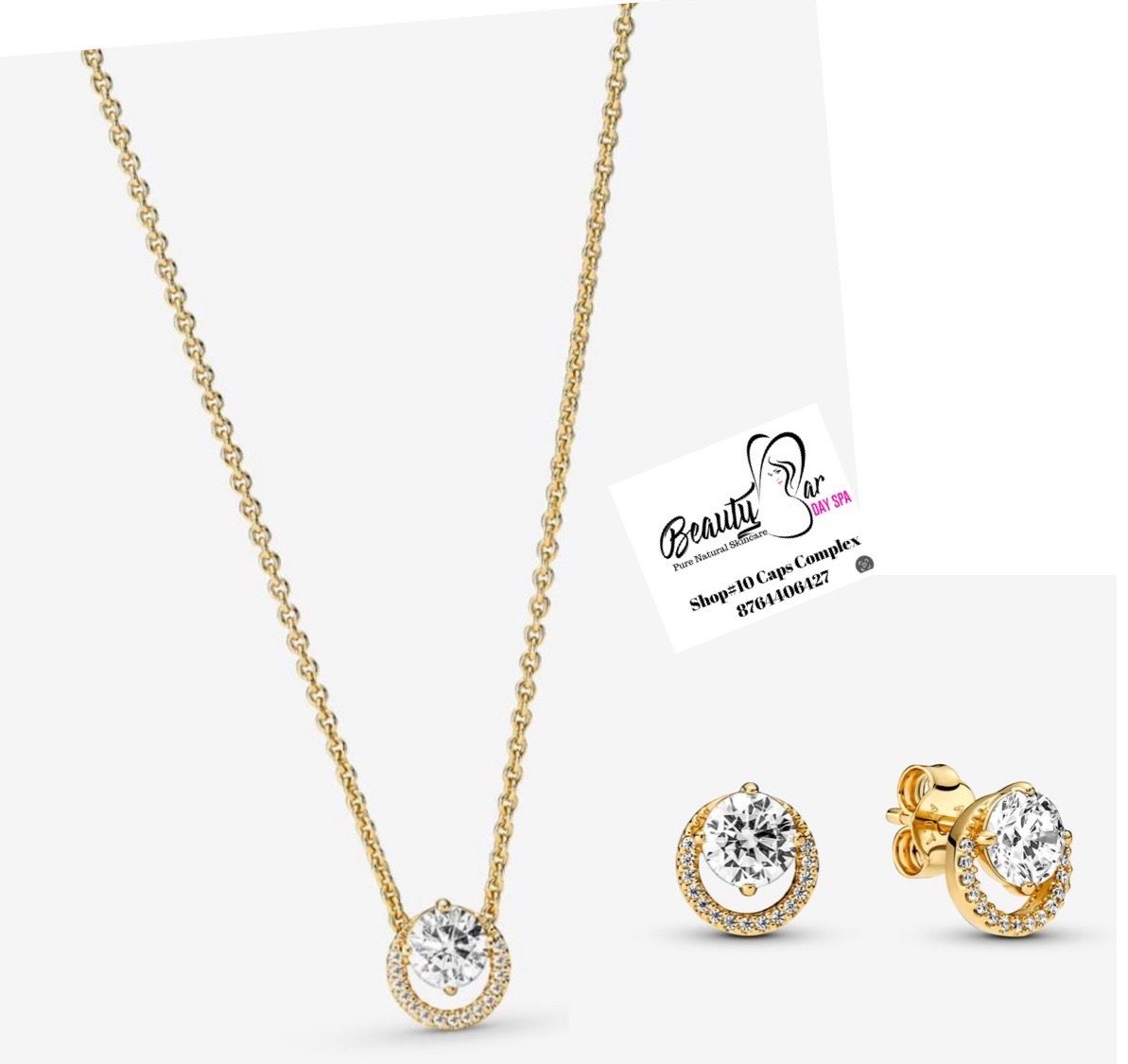 Pandora Sparkling Round Halo Necklace Set