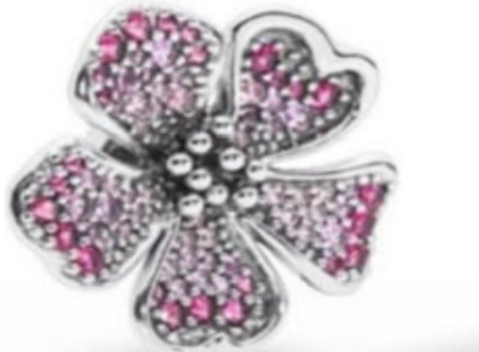 Pandora Pink And Purple Hibiscus Charm
