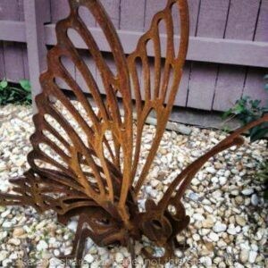 Large Butterfly Garden Sculpture - Steel Metal Garden Art