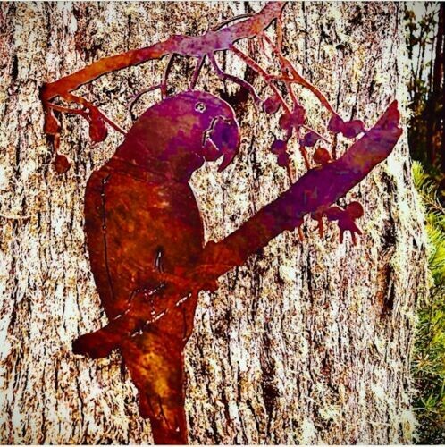 Parrot in Gumnut Tree Steel Metal Garden Bird