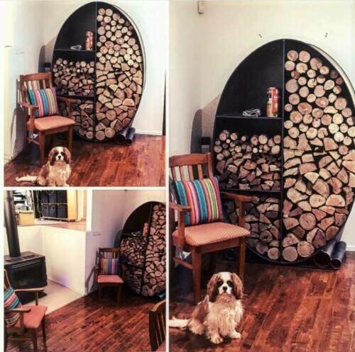 Wood Stacker "Oval" Corten Steel 1800x750x400