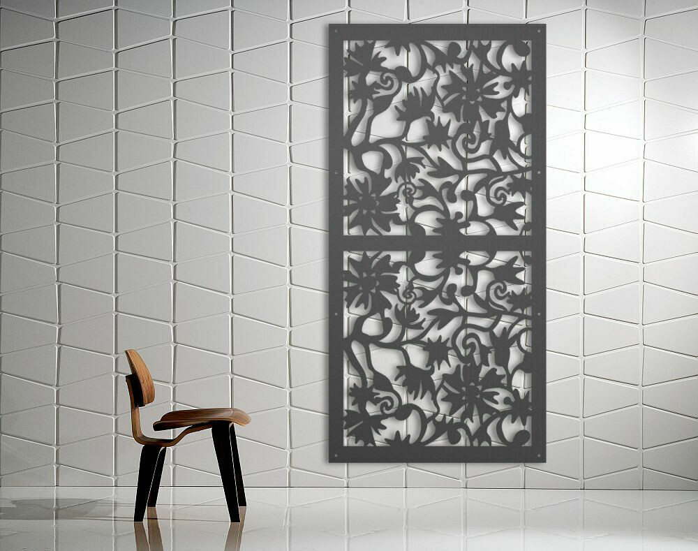 Floral Garden Design Laser Cut Decorative Metal Screen, Material: 3MM ALUMINIUM, Size: 1200X600MM