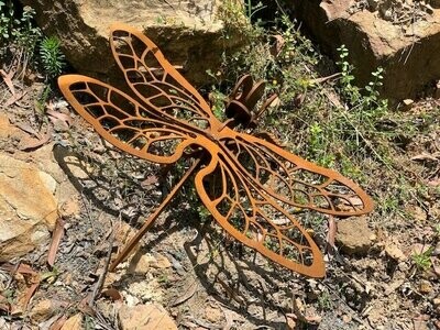 Large Dragonfly Garden Sculpture - Steel Metal Garden Art