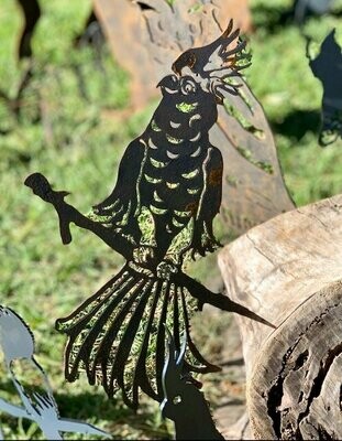 Cockatoos - Bird Design Metal Silhouette Sculpture - Corten Steel Garden Art