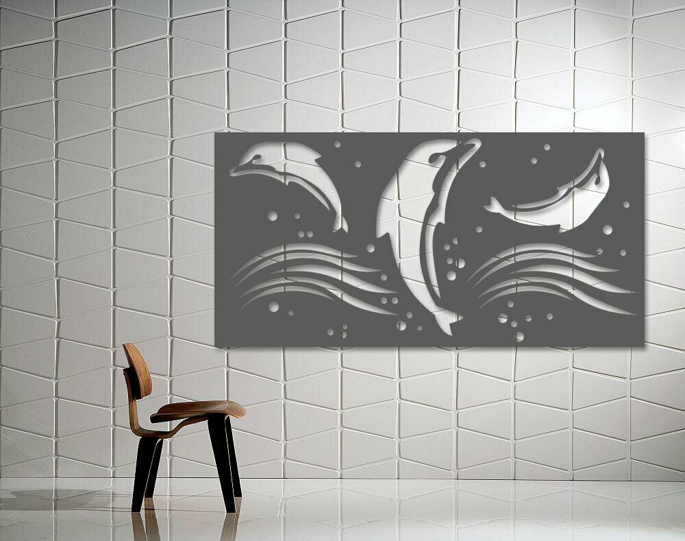 "Dolphin Magic" Design Laser Cut Decorative Metal Screen, Material: 3MM ALUMINIUM, Size: 1200X600MM