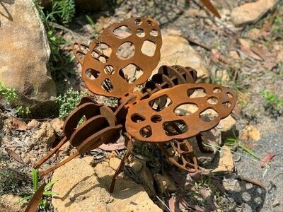 Mini Ladybug Metal Sculpture - Corten Steel Garden Art
