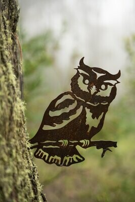 Owl - Bird Design Metal Silhouette Sculpture - Corten Steel Garden Art