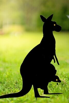 Kangaroo with Joey Garden Silhouette Sculpture - Corten Steel Metal Garden Art