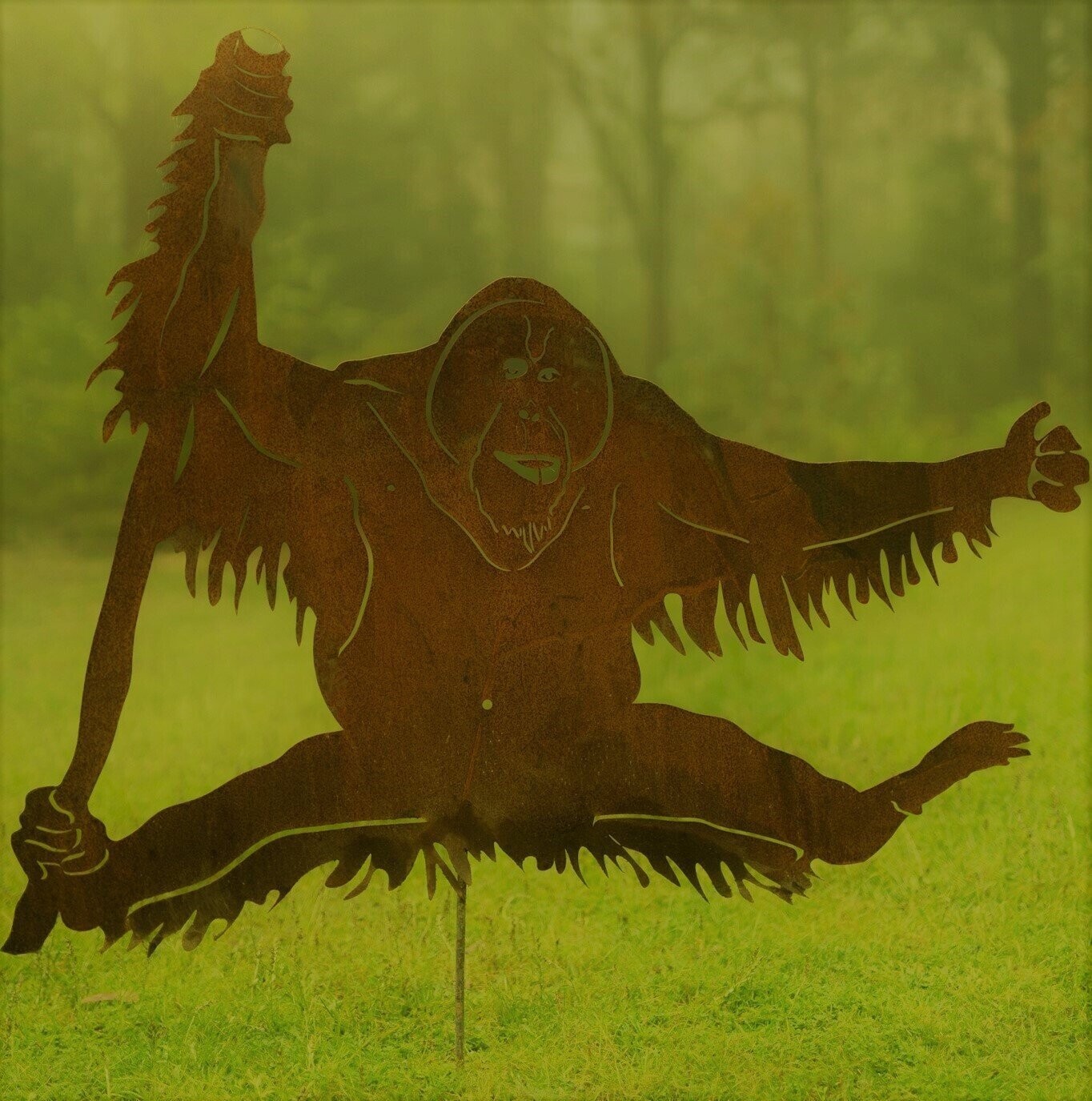 Orangutan Garden Silhouette Sculpture - Corten Steel Metal Garden Art