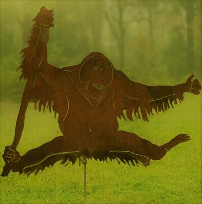 Orangutan Garden Silhouette Sculpture - Corten Steel Metal Garden Art