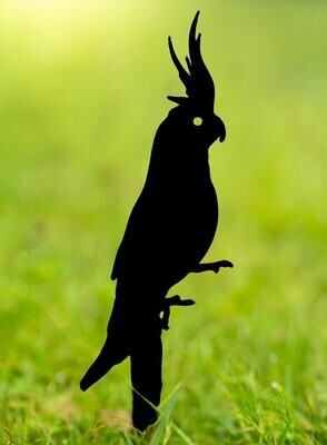 Cockatiel - Bird Design Metal Silhouette Sculpture - Corten Steel Garden Art