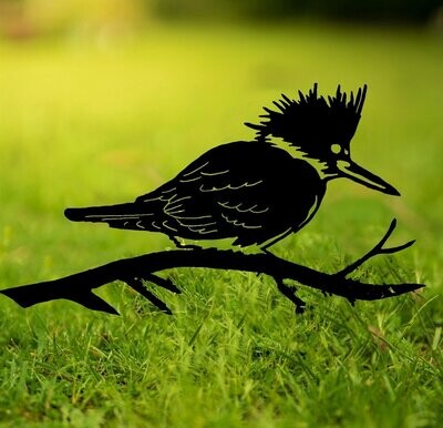 Kingfisher  - Bird Design Metal Silhouette Sculpture - Corten Steel Garden Art