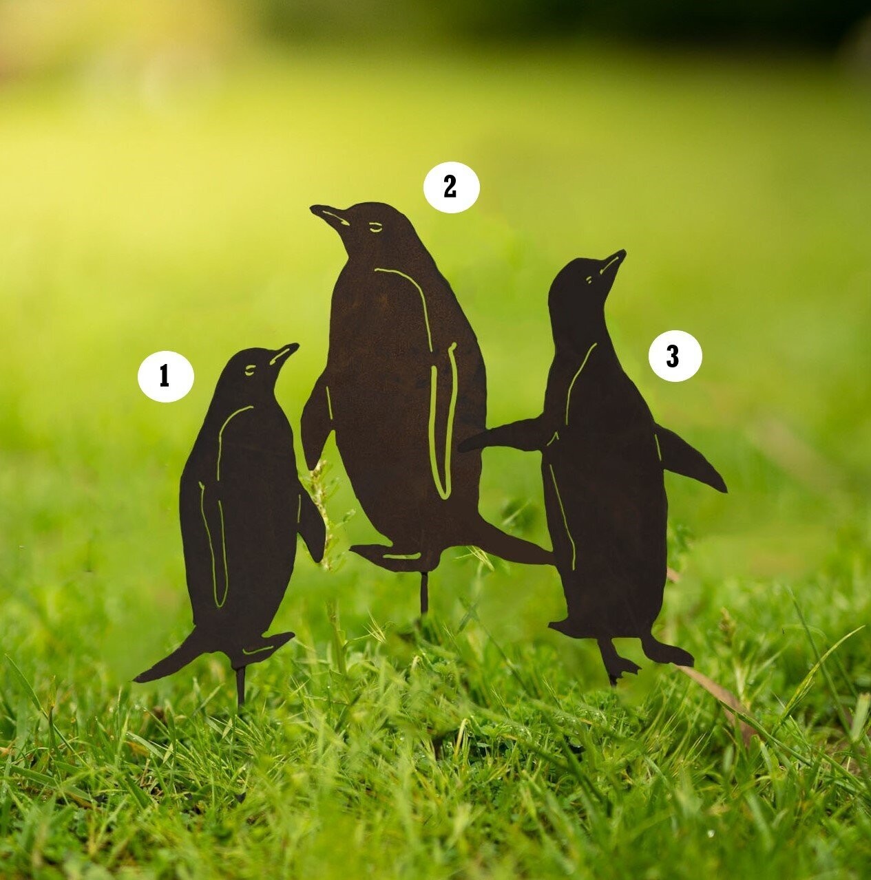 Penguin Designs Garden Silhouette Sculptures - Corten Steel Metal Garden Art
