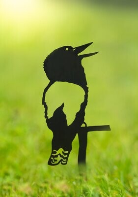 Kookaburra (Laughing) - Bird Design Metal Silhouette Sculpture - Corten Steel Garden Art