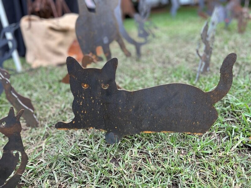 Cat Designs Garden Silhouette  Sculpture - Corten Steel Metal Garden Art