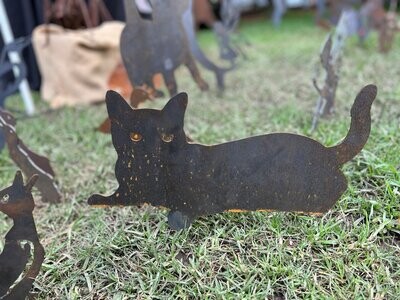 Cat Designs Garden Silhouette Sculpture - Corten Steel Metal Garden Art