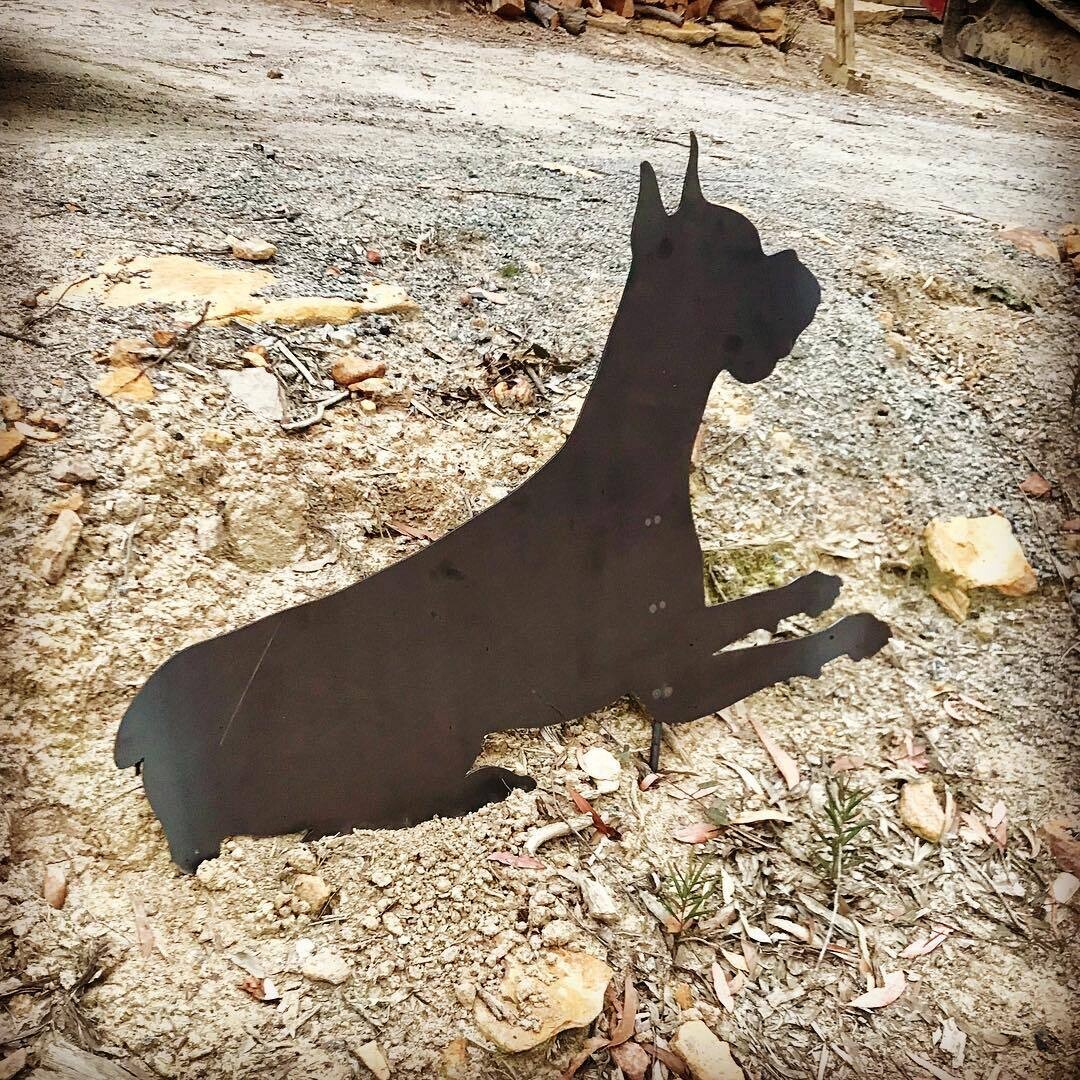 Great Dane Dog Garden Silhouette Sculpture - Corten Steel Metal Garden Art