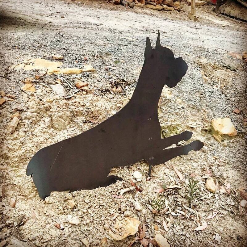 Great Dane Dog Garden Silhouette Sculpture - Corten Steel Metal Garden Art