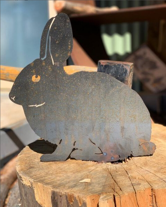 Rabbit Garden Silhouette Sculpture - Corten Steel Metal Garden Art