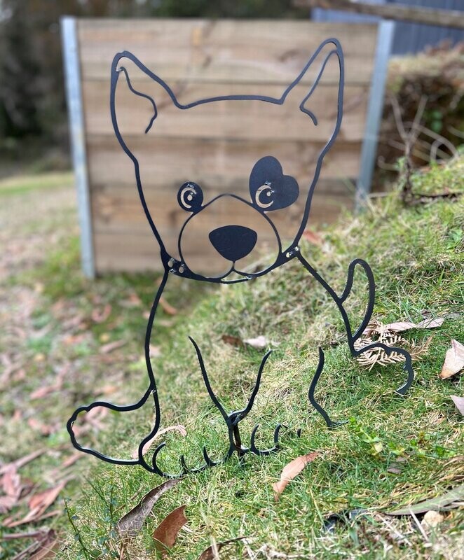 "Puppy Love" Dog Design Garden Silhouette Sculpture - Corten Steel Metal Garden Art
