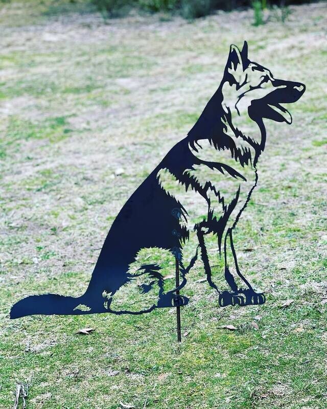"Busta" - German Shepherd Dog Garden Silhouette  Sculpture - Corten Steel Metal Garden Art
