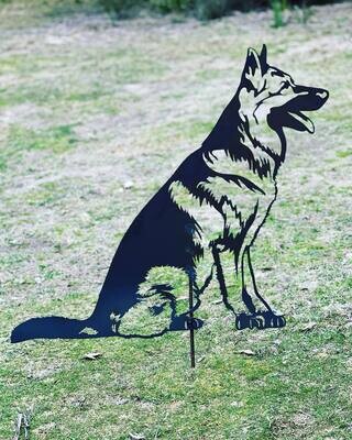 "Busta" - German Shepherd Dog Garden Silhouette Sculpture - Corten Steel Metal Garden Art
