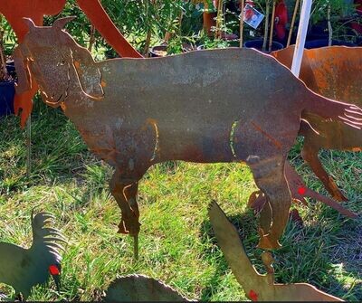 Goat Design Metal Silhouette Sculpture - Corten Steel Garden Art