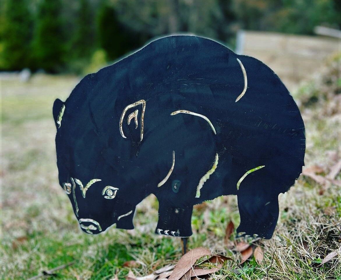 "Cuddly" Wombat Design Garden Silhouette  Sculpture - Corten Steel Metal Garden Art, Sizes: Small - 385mm x 410mm
