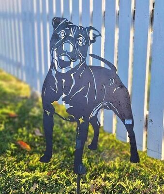 Staffy Dog Garden Silhouette Sculpture - Corten Steel Metal Garden Art