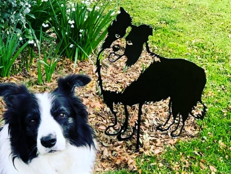 Border Collie Dog Garden Silhouette Sculpture - Corten Steel Metal Garden Art