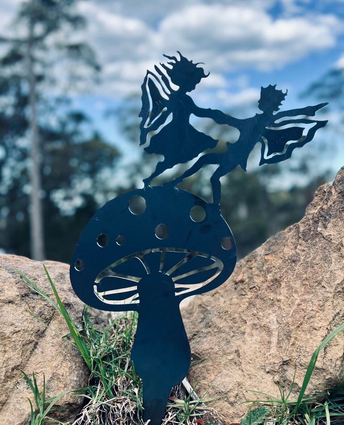 Dancing Fairies Design Garden Silhouette Sculpture - Corten Steel Metal Garden Art